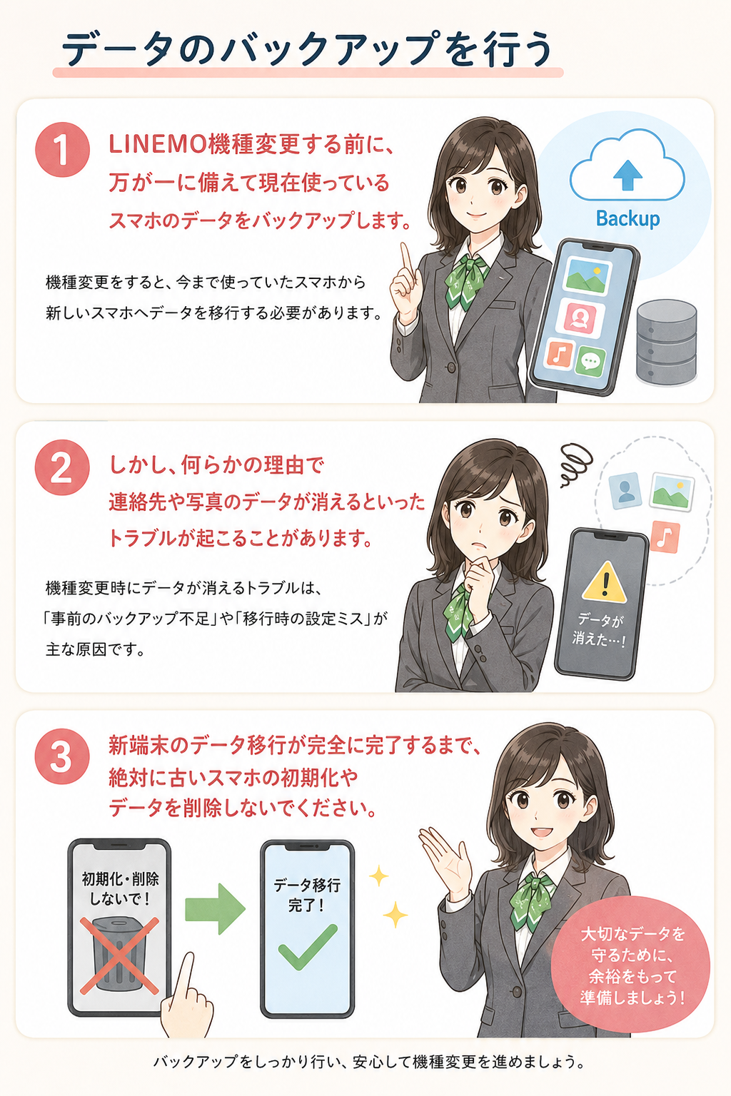 LINEMO機種変更前にデータのバックアップを行う