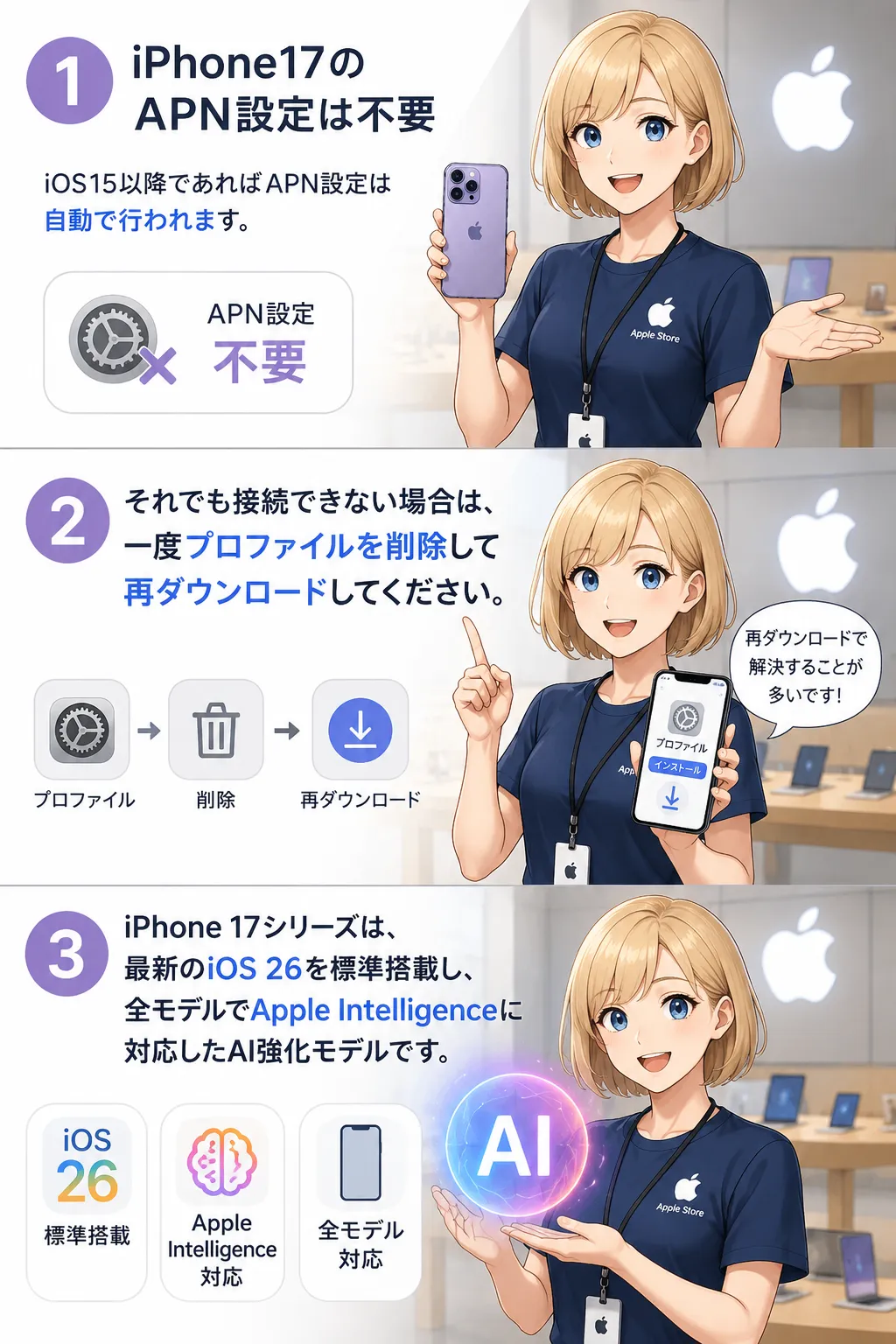 iPhone17のAPN設定は不要